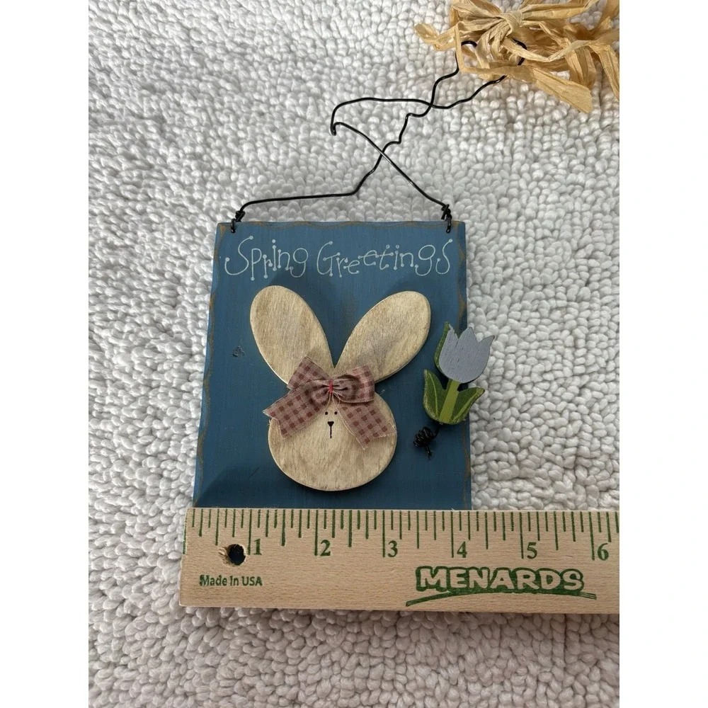 Company Space Bunny Easter Wall Plaque Blue Wood Fabric Hanging Decor